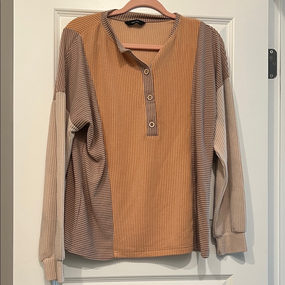 Striped Button-Up Tunic Top
